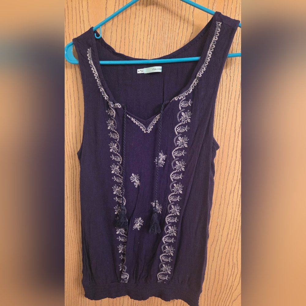 Maurices Navy Embroidered Tank Top